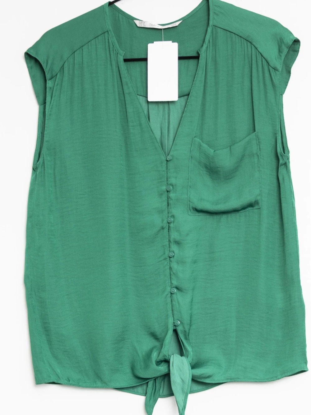 Zara Emerald Green Cap-Sleeve Top - L